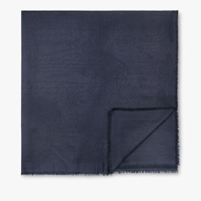 WOOL & SILK SCRITTO SCARF, COLD NIGHT BLUE, hi-res 1