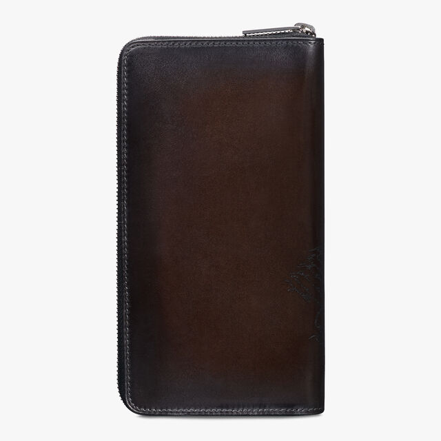 Itauba Scritto Swipe Leather Long Zipped Wallet, ICE BLACK, hi-res