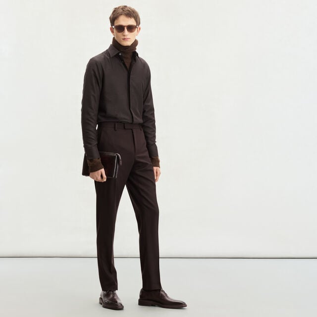 Andy Cotton Silk Scritto Shirt, EARTH BROWN, hi-res 4