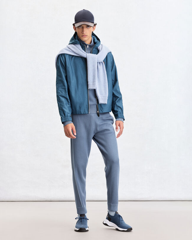 Shadow Half-Zip with Leather Details, Dark Woad, hi-res