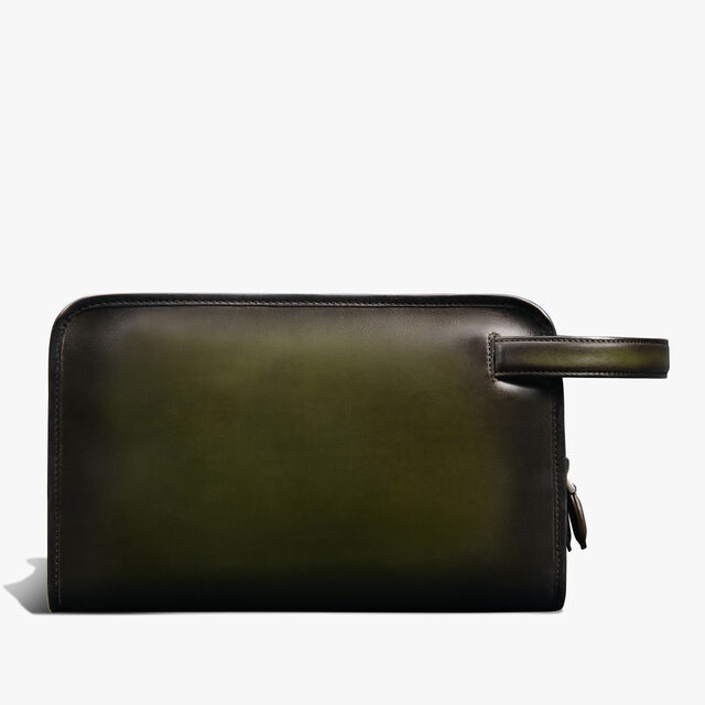 Morning Scritto Leather Toiletry Pouch, NERO CAVIAR + SAVANA, hi-res 3