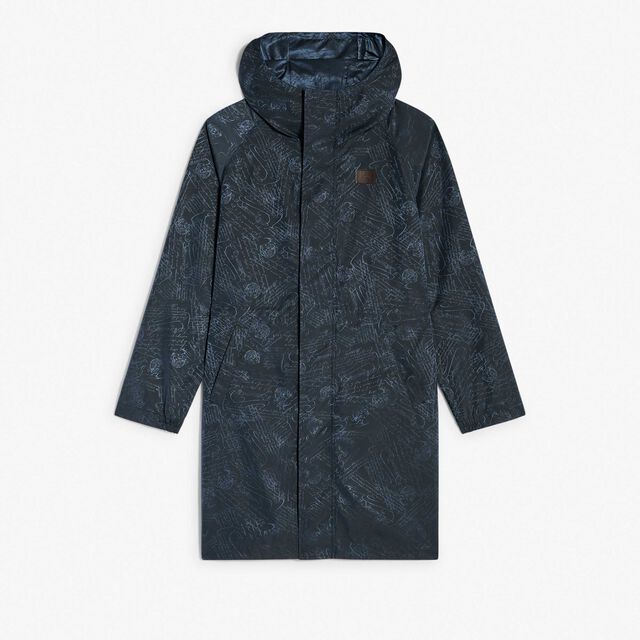 Long Packable Scritto Nylon Parka, WASHED INDIGO, hi-res 1