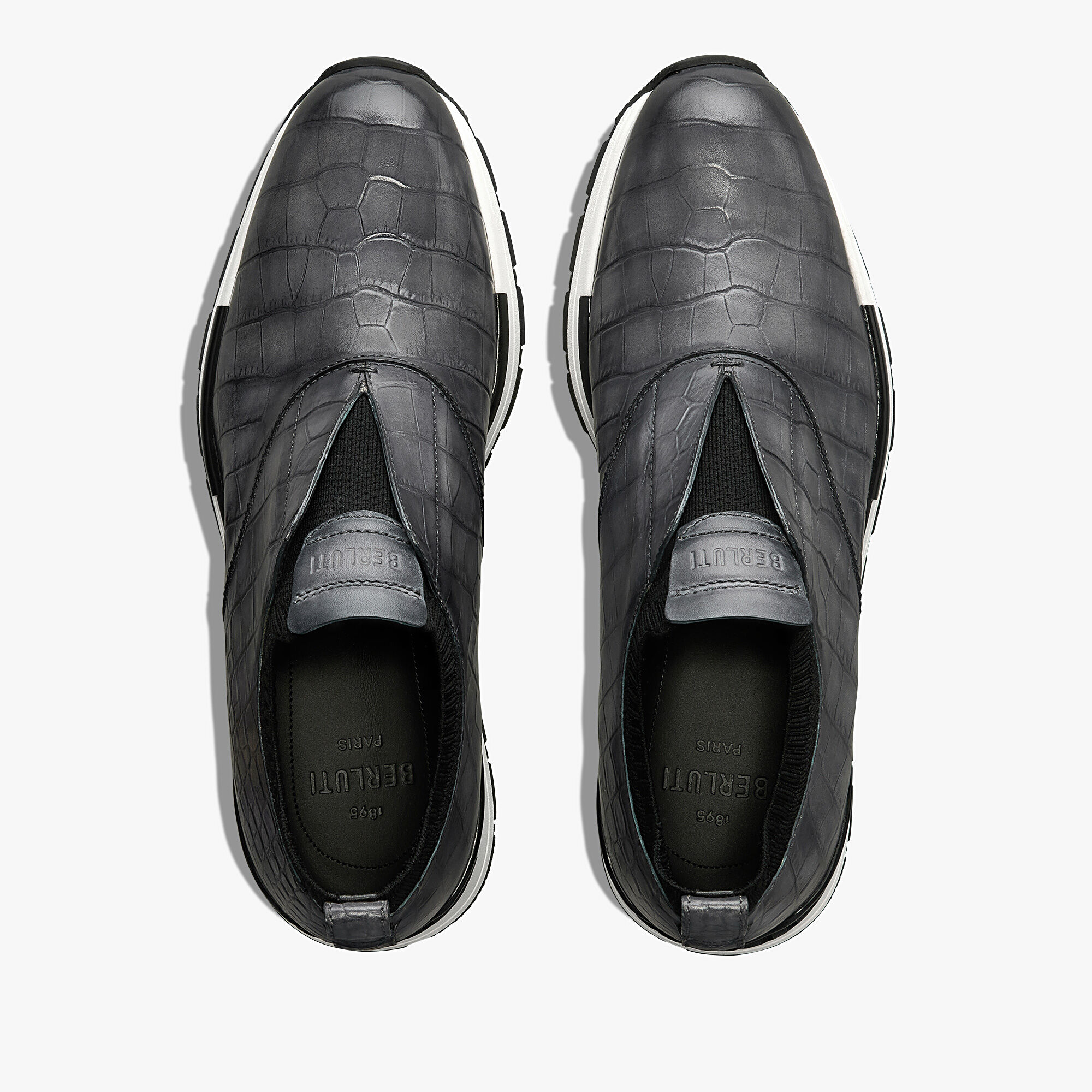 Fast Track Alligator Leather And Knit Slip-On Sneaker