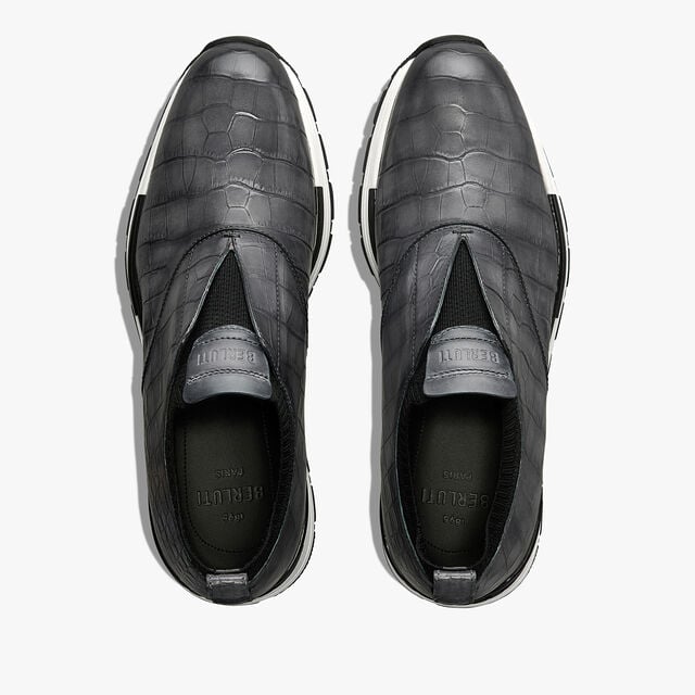 Slip-on sneaker Fast Track En Cuir D'Alligator Et Maille, ALUMINIO, hi-res 3