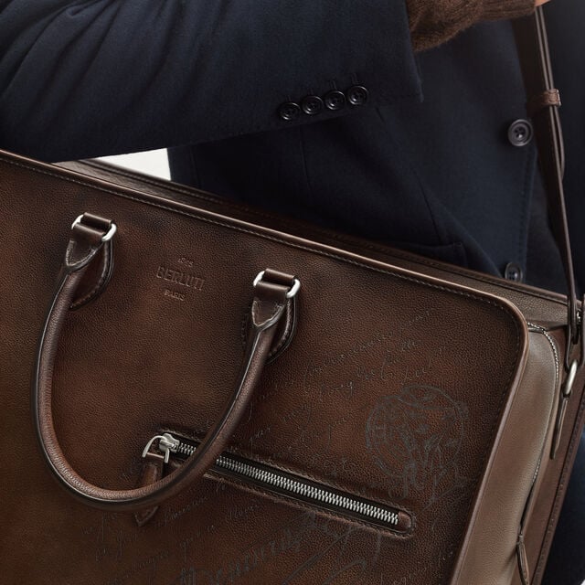 Overnight Scritto Leather Travel Bag, SOFT BROWN, hi-res 2