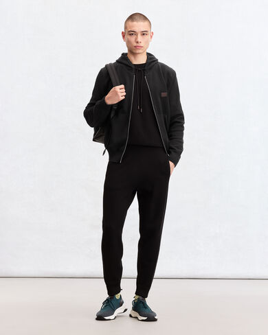 Shadow Jogpants with Leather Detail, Noir, hi-res