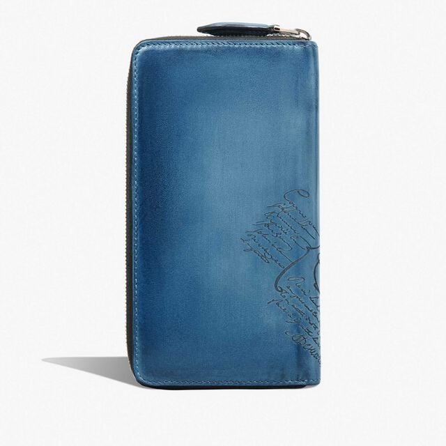 Itauba Scritto Leather Long Zipped Wallet, IRIS, hi-res 2