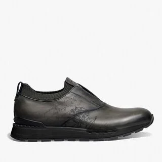 Slip On Sneaker Fast Track En Cuir Et Maille, GRAPHITE MOSS, hi-res