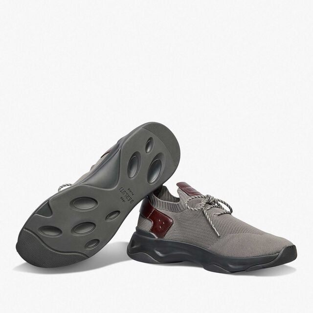 Shadow Scritto Knit And Lagoon Calf Sneaker, GREY, hi-res 4