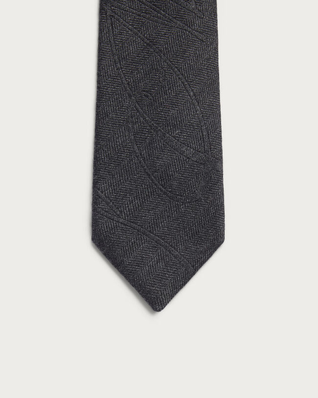 スクリットパターン ヘリンボーン タイ, Dark Lead, hi-res