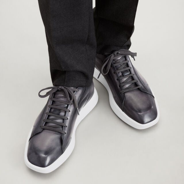 Stellar Scritto Venezia Calf Leather Sneaker, IRON GREY, hi-res 2