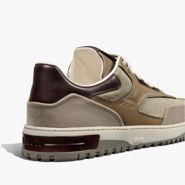 Playoff Suede Calf, Calf Leather And Textile Sneaker, TAUPE, hi-res 4