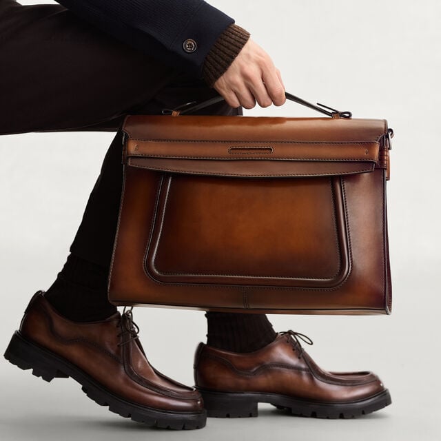 Andy Messenger Leather Briefcase, CACAO INTENSO, hi-res 4