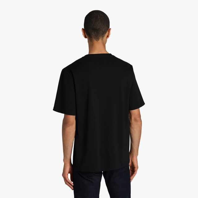 T-Shirt Avec Détail En Cuir, NOIR, hi-res 3