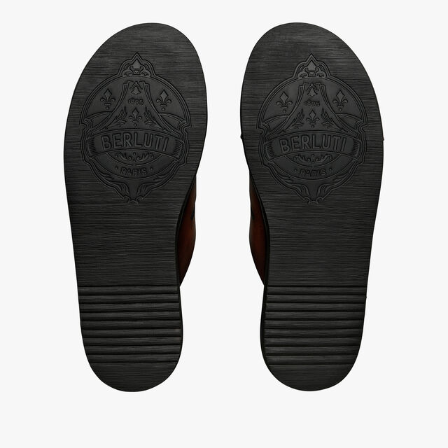 Sifnos Scritto Leather Sandal, CACAO INTENSO, hi-res 4