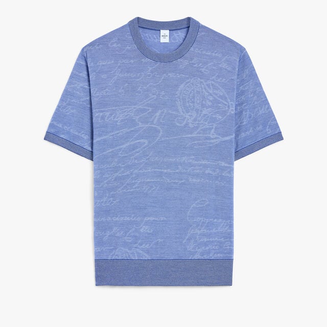 Light Scritto Wool Short Sleeves Crewneck, HELVETIA BLUE, hi-res 1