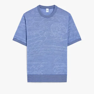 Light Scritto Wool Short Sleeves Crewneck, HELVETIA BLUE, hi-res