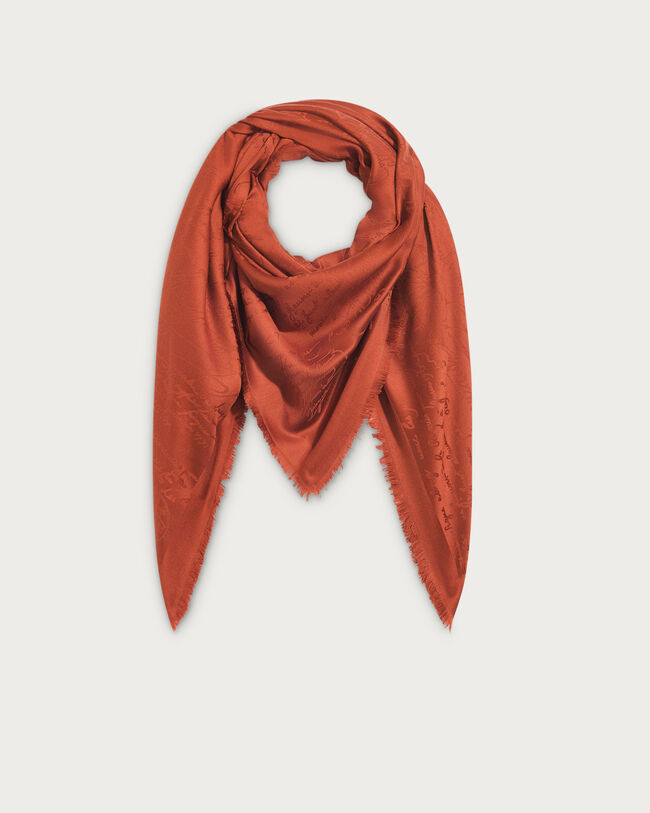 Scritto Pattern Scarf, Chestnut Brown, hi-res