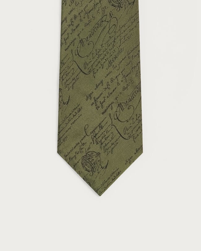 Cravate Motif Scritto, Vert, hi-res