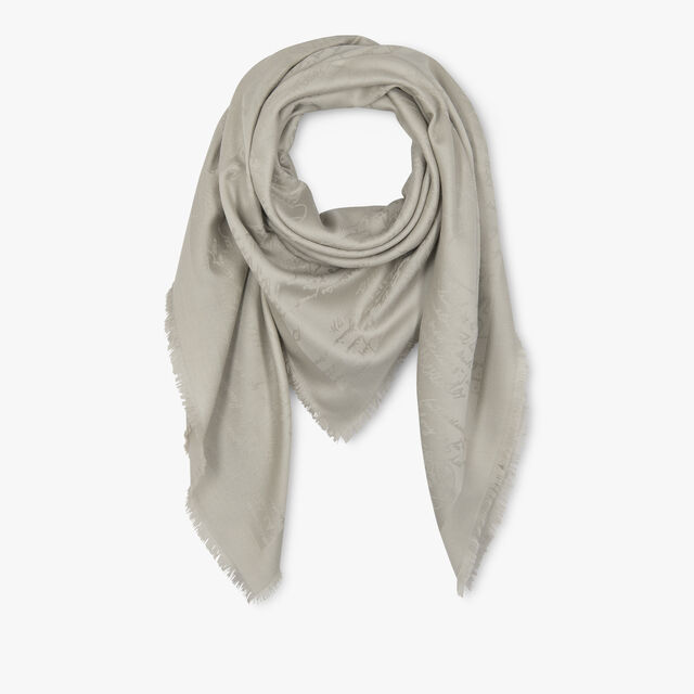 WOOL & SILK SCRITTO SCARF, SAND LINEN, hi-res 2