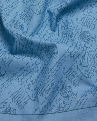 Scritto Pattern Handkerchief, Woad, hi-res
