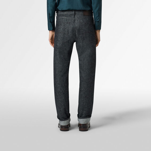 Straight Denim Pants, SPECKLED BLACK, hi-res 3
