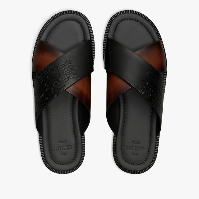 Sifnos Scritto Leather Sandal, CACAO INTENSO, hi-res 3