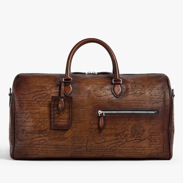 Jour Off MM Scritto Leather Travel Bag, CACAO INTENSO, hi-res 1