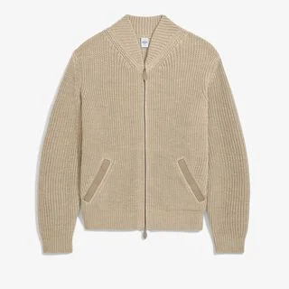 Hemp Zip-Up Cardigan, LIGHT FAWN, hi-res