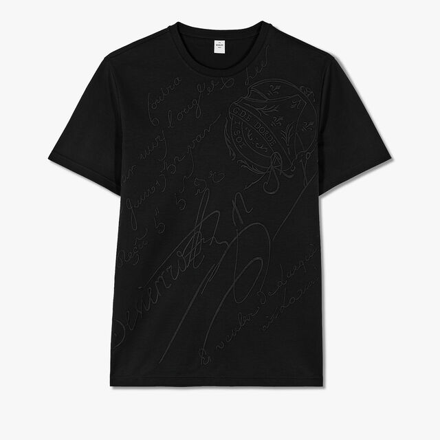All-Over Embroidered Scritto T-Shirt, NOIR, hi-res 1