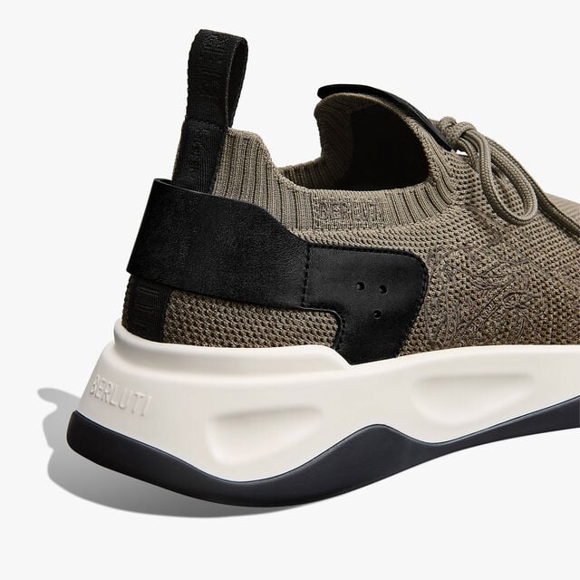 Shadow Scritto Knit And Lagoon Calf Sneaker, GRADIANT KAKI, hi-res 4