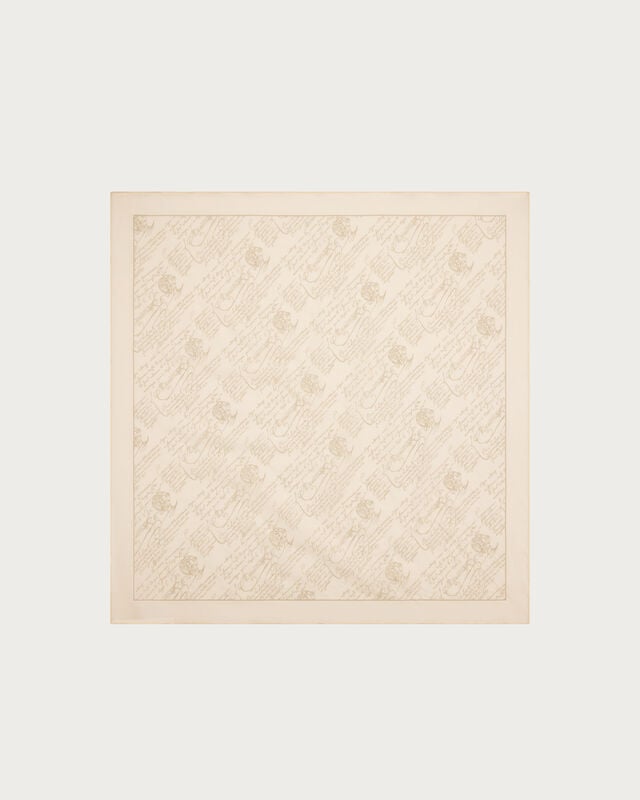 Scritto Pattern Handkerchief, Butter Cream, hi-res