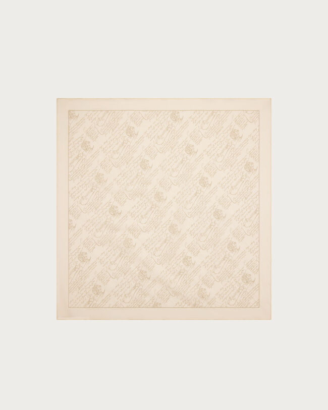 Scritto Pattern Handkerchief, Butter Cream, hi-res
