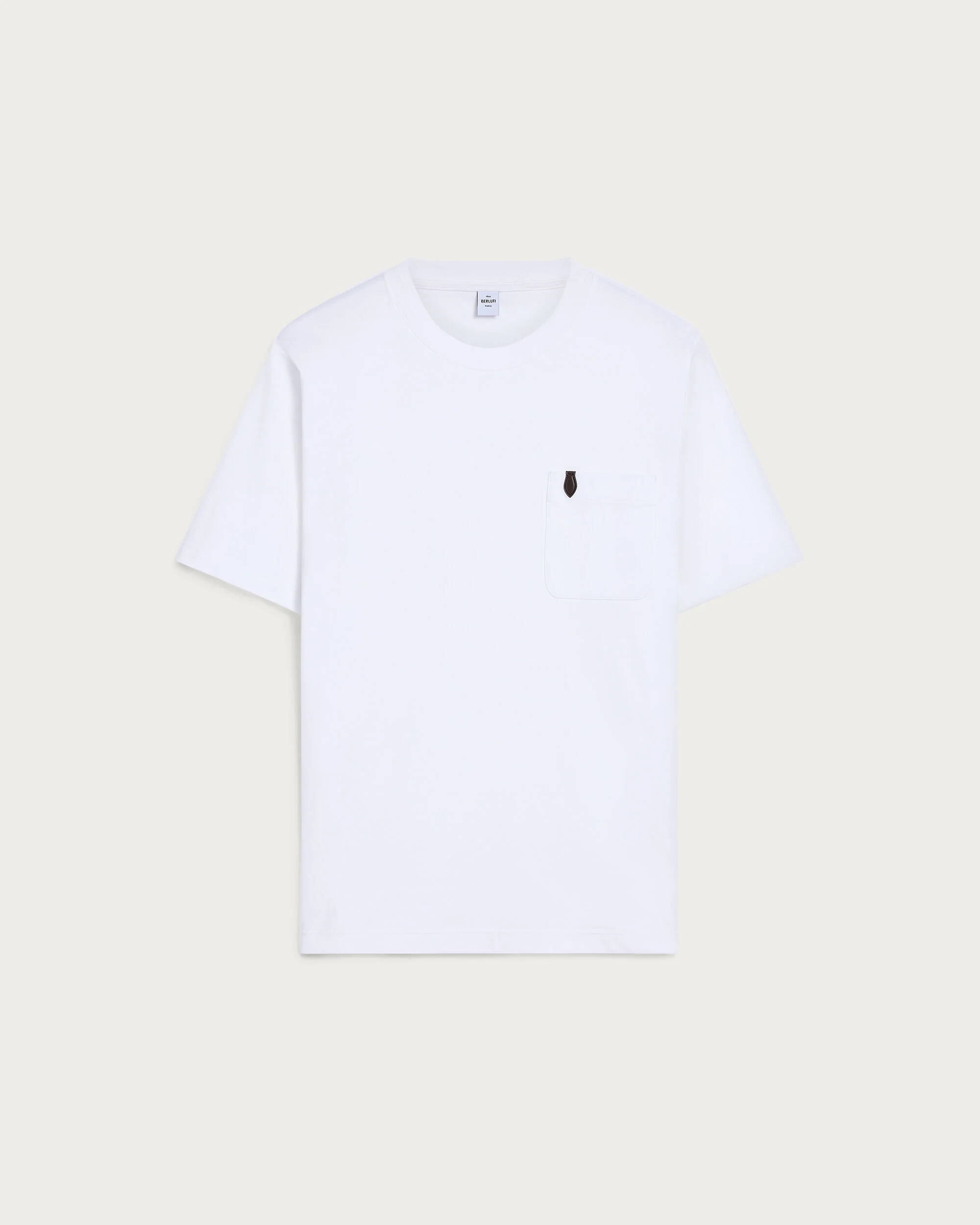 Pocket T-shirt with Leather Detail, Blanc Optique, hi-res