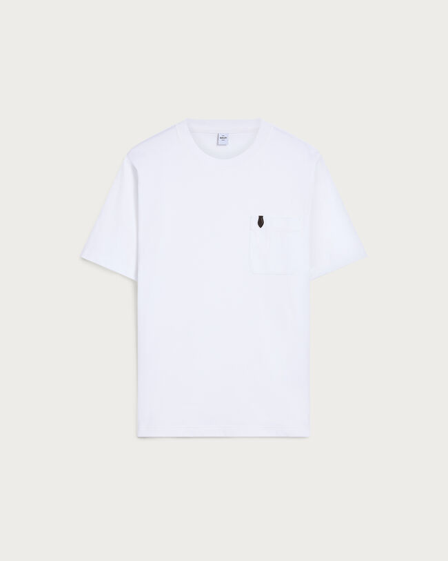 Pocket T-shirt with Leather Detail, Blanc Optique, hi-res