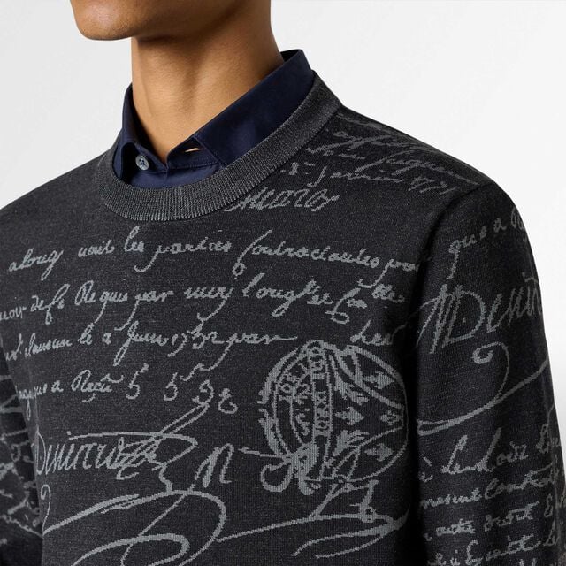 Classic Scritto Crewneck, NAVY/ GREY SCRITTO, hi-res 5