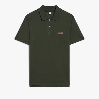 Leather Tab Polo, DARK GREEN, hi-res