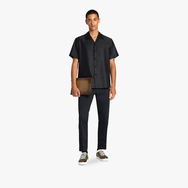 Silk & Cotton Scritto Short Sleeves Shirt, NOIR, hi-res 4