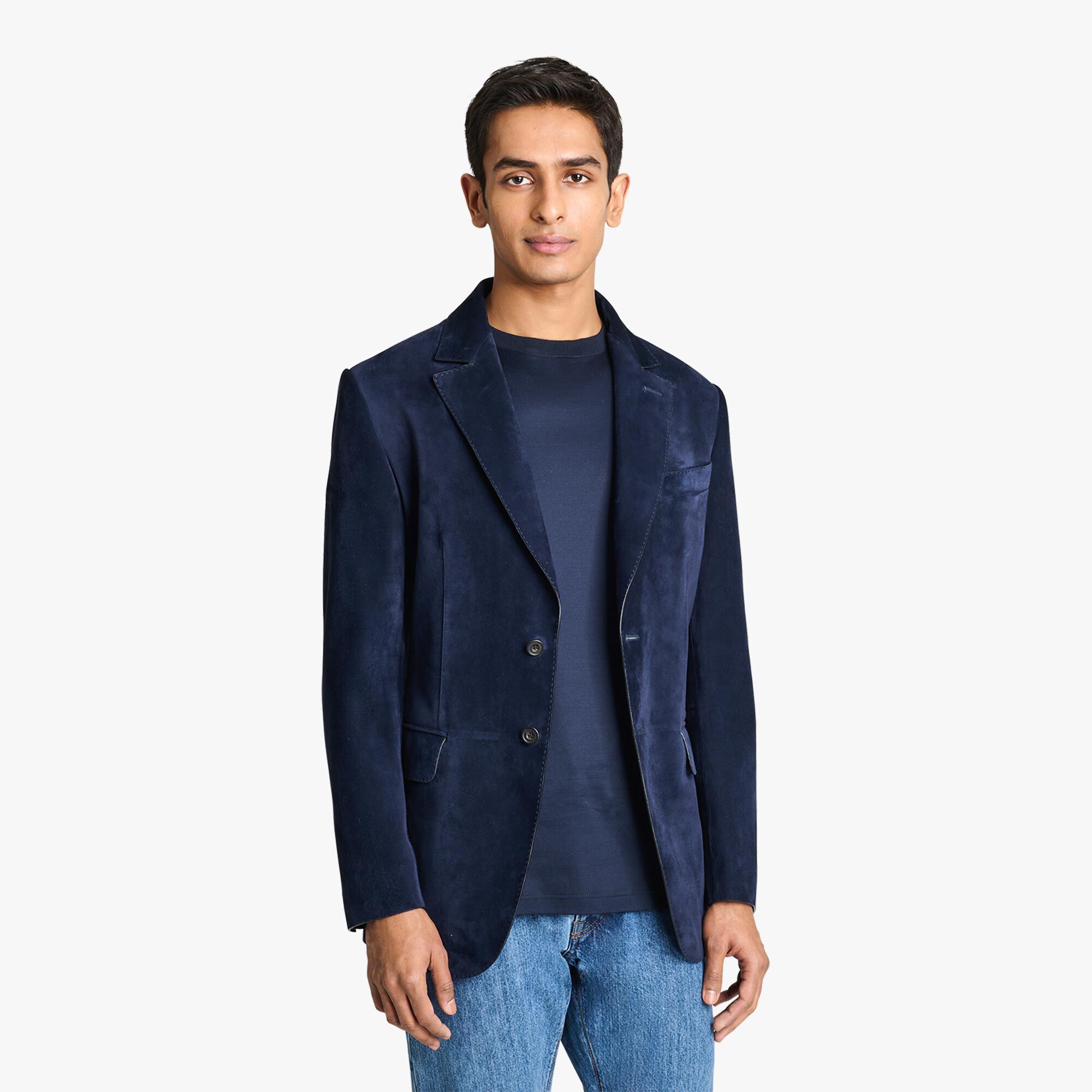 Blue suede blazers outlet