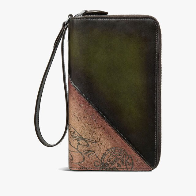 Tali Scritto Leather Long Zipped Wallet, NERO CAVIAR + SAVANA, hi-res 1