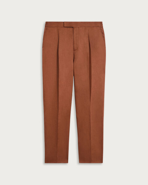 Relaxed Trousers with Leather Detail, Russet Brown, hi-res