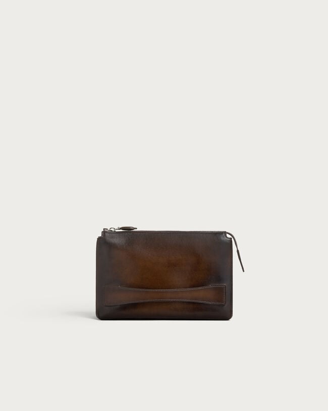 Tersio Gaspard Zipped Pouch, Marrone Intenso, hi-res