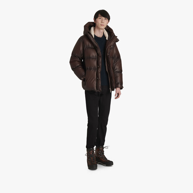 Patina Leather Down Jacket, EQUINOX BROWN, hi-res 3