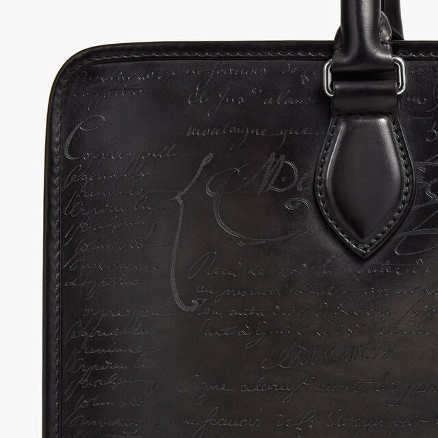 Un Jour Mini Scritto Leather Briefcase, NERO GRIGIO, hi-res 8