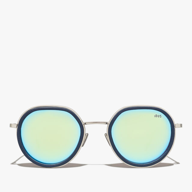 Centaury Metal And Leather Sunglasses, NAVY + AZURE, hi-res 1