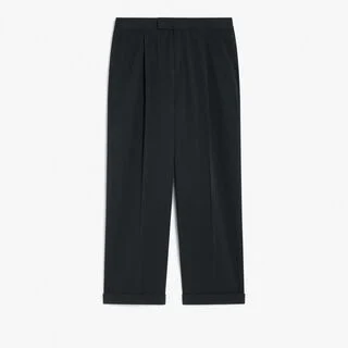Seersucker Relaxed Trousers, NERO BLUE, hi-res