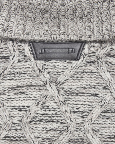 Marl Cables Turtleneck with Leather Detail, Ecru & Noir, hi-res