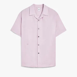 Cotton Silk Scritto Short-Sleeves Shirt, ANTIQUE ROSE, hi-res