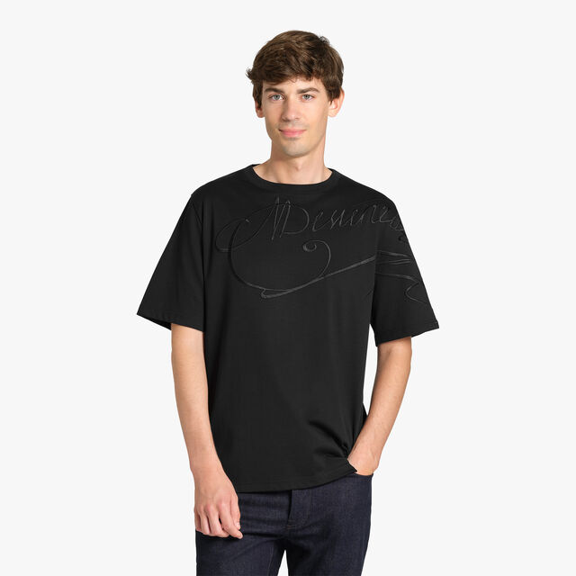 스크리토 자수 T-셔츠, NOIR, hi-res 2