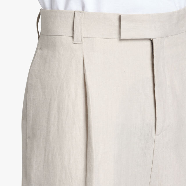 Linen Pleated Trousers, SAND LINEN, hi-res 5